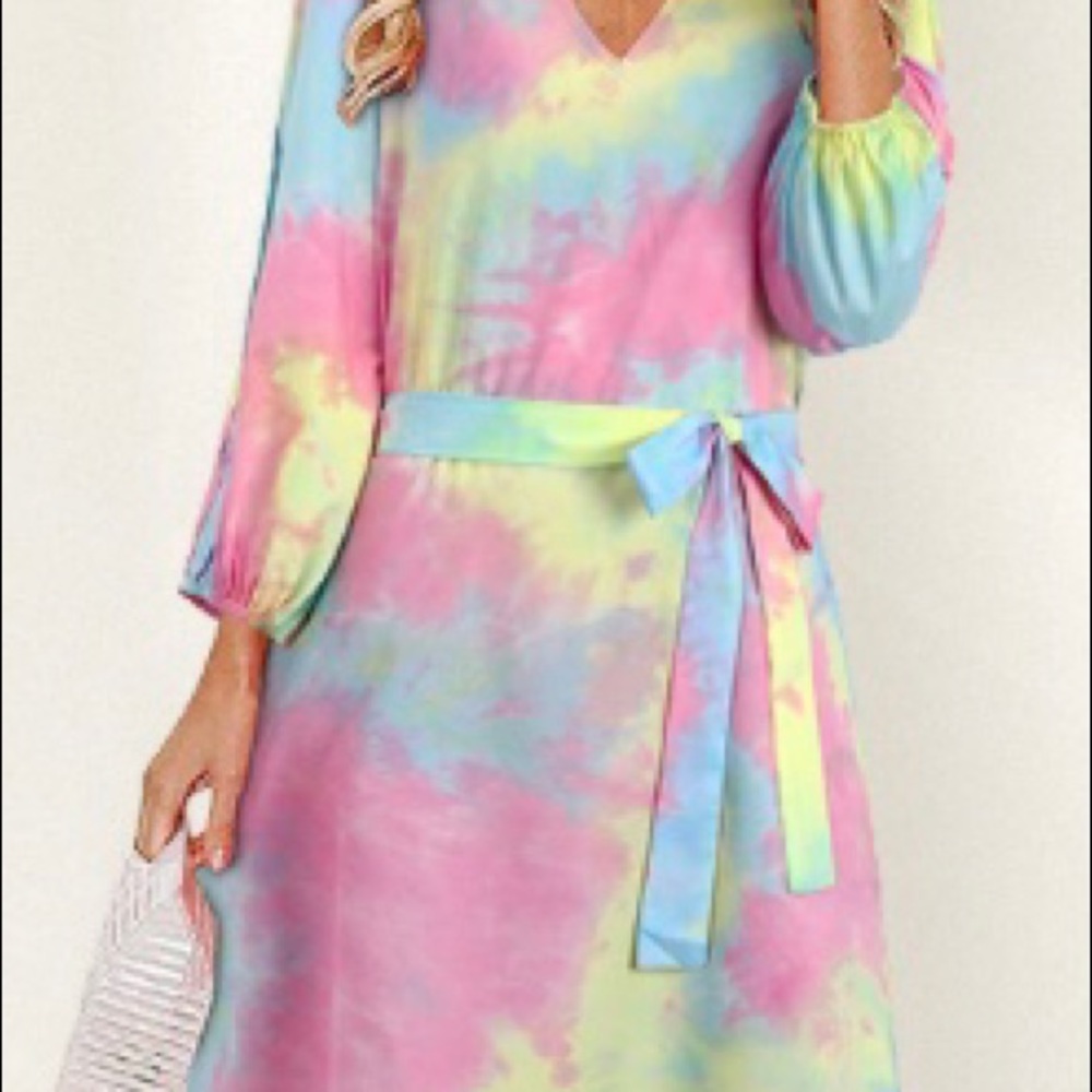 Women's V Neck 3/4 Sleeves Casual Loose  Dress